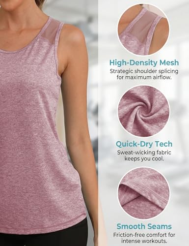 Wayleb Women's Sports Tank Top with Breathable Mesh Lightweight for Fitness Yoga Running S-3XL