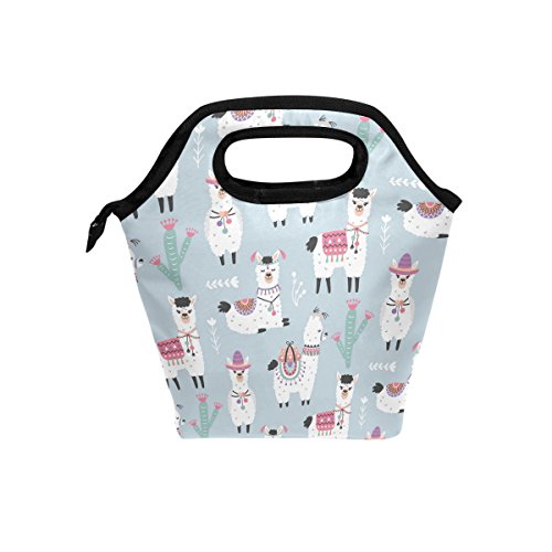 FORMRS Lunch Bag Insulated Cooler Lunch Tote Llama Alpaca Organizer Lunch Bags Portable Reusable Lunch Tote for Women Girls Adults