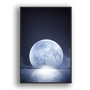 Framed Canvas Wall Art for Living Room, Bedroom Moon with Bright Canvas Prints for Modern Home Decoration Ready to Hang - 16"x24" inches