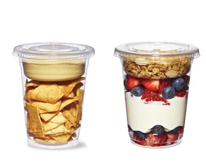 25 count 3-piece 16 oz Take n' Go Parfait/Snack Cup, Includes Insert and Flat Lid w/Signature Party Picks