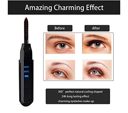 Heated Natural Eyelash Curler Portable Electric Curler Mini Usb Rechargeable Curler Eyelashes Curling Quick Heating Safe Hassle-Free Adjustable Eye Lash Tools Best Girls Women Gift Valentine\'S (Black)