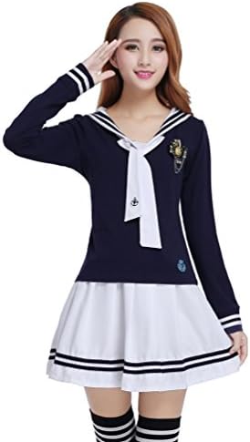 Nuotuo Womens Japanese High School Uniform Sailor Pleated Skirt Outfit