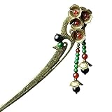 Enjoydeal Women Hairpin Vintage Hair Stick with Copper Made Flowers and Stone Beads