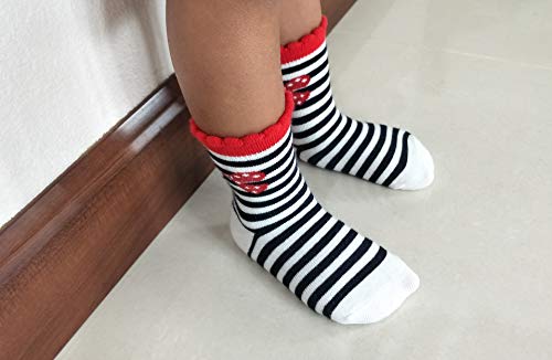 Deluxe Non Skid Cotton Crew Socks With Grips For Baby Infant Toddler Girls (6-12 Months, 12-pairs/RG-821727) - Thumbnail 2