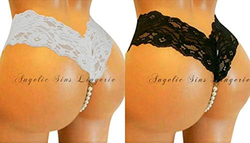Angelic Sins Pearl Thong Black Or White UK Sizes 8-12, 14-16,18-20