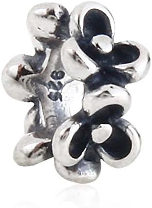 Flower Spacer Charm 925 Sterling Silver Lucky Charm Christmas Charm for Charms Bracelets (2 PCS)