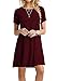 MOLERANI Women's Casual Plain Simple T-Shirt Loose Dress(Wine Red,XL)