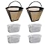 Podoy Gold Coffee Filter with Charcoal Water Filters Cone Style #4 Tone Permanent 6-12 Cup Washable Reusable for Cuisinart Machines and Brewers