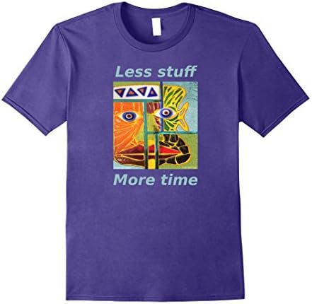 Mens Minimalist artsy "Less stuff, More time" mindfulness T-shirt 2XL Purple