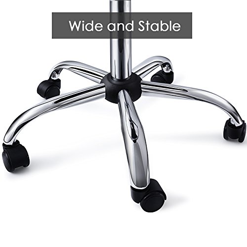 Drafting Stool with Adjustable Foot Rest, Superjare Rolling Chair w' Back Cushion, Black