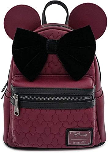 Minnie Mouse Maroon Quilted Womens Double Strap Shoulder Bag