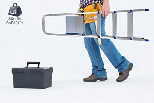 Livebest Aluminium Folding 4 Step Ladder 330 lb Heavy Duty with Non-slip Safety Rails Work Platform,Perfect for Home,School,Office