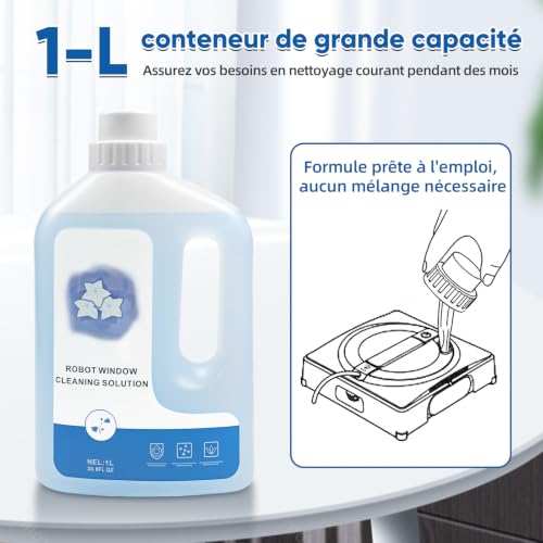 1L Window Washer for Ecovacs Winbot with Blue Bell Scent | 1L Cleaning Solution for Ecovacs Winbot W1 PRO/ W2/ W2 OMNI/ W2 PRO/ W2 PRO OMNI/WINBOT MINI/ W2S/ W2S OMNI/ W3 OMNI