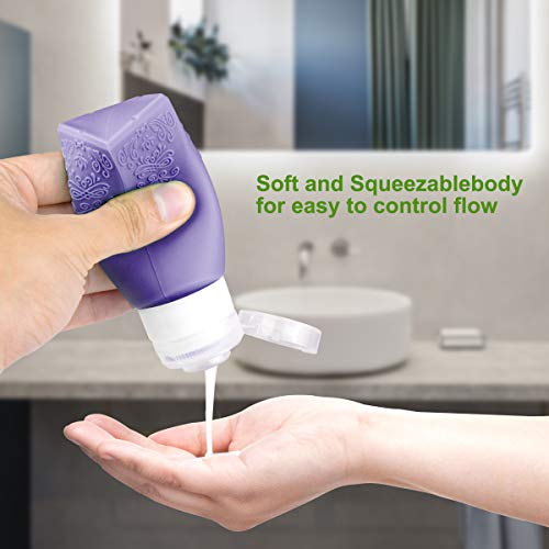 TSA Approved Leak Proof Silicone Travel Bottles Cosmetic Toiletry Travel Size Containers Refillable Travel Tube Sets for Shampoo Conditioner Lotion (4 Pack with Sticker & Bag) 5 TSA Approved Leak Proof Silicone Travel Bottles Cosmetic Toiletry Travel Size Containers Refillable Travel Tube Sets for Shampoo Conditioner Lotion (4 Pack with Sticker & Bag)