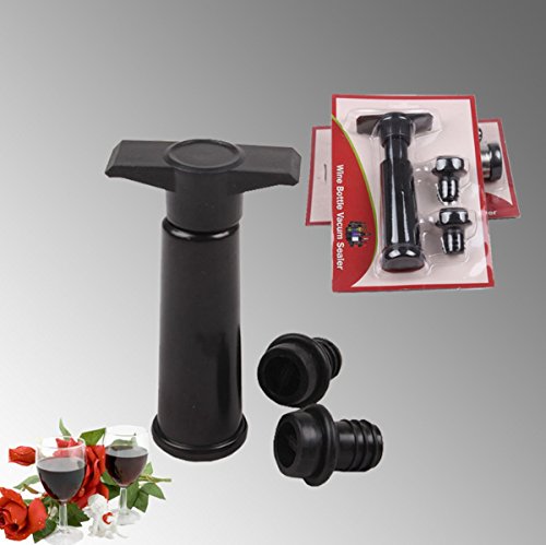 Wild Tribe A Black Vacuum Bottle Stoppers & Wine Saver Pump with 2