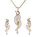 Swasti Jewels Peacock Shaped Zircon CZ Traditional Fashion Jewelry Set Pendant Earrings for Women