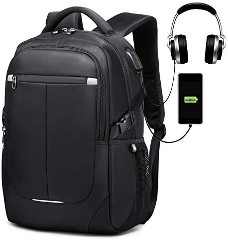 AOSFY Travel Laptop Backpack Large Anti-Theft College School Backpack with USB Charging Port Slim Business Computer Backpack Bag Fits 15.6 Inch Laptops Notebook for Women & Men,Black