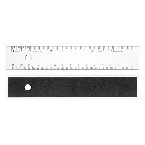 Alumicolor 1569-1 Aluminum Standard Straight Edge with Non-Slip Back, 6IN, Silver