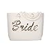 ELEGANTPARK Personalized Bride Jumbo Tote Bag Gold Sequin Wedding Bridal Shower Bachelorette Gift 100% Jute with Handle and Interior Pocket
