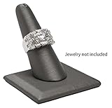 Novel Box Single Finger Steel Gray Ring Stand Holder Jewelry Display 2X2X2" + NB Cleaning Cloth
