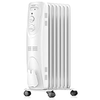PELONIS Radiator Heater for Large Space, Electric Oil Filled Radiator, Dual Knobs, 1500W, Quiet Space Heater, 3 Modes, Tip-over Protection