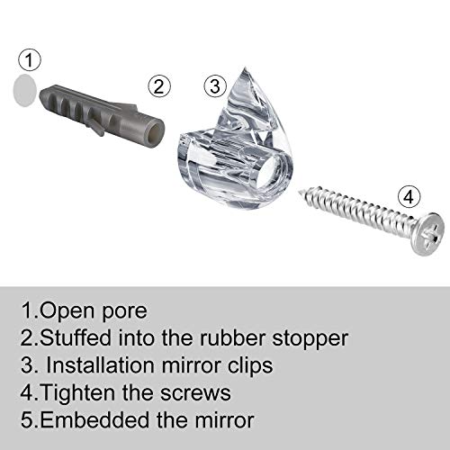 Tatuo Clear Plastic Mirror Holder Clips, Mirror Hanging Kit for Wall