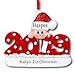 2022 Baby's First Christmas Ornament - Red 1st Christmas Tree Ornament in Glittered Santa Claus Stocking Hat for Baby Boy or Baby Girl - Custom Name