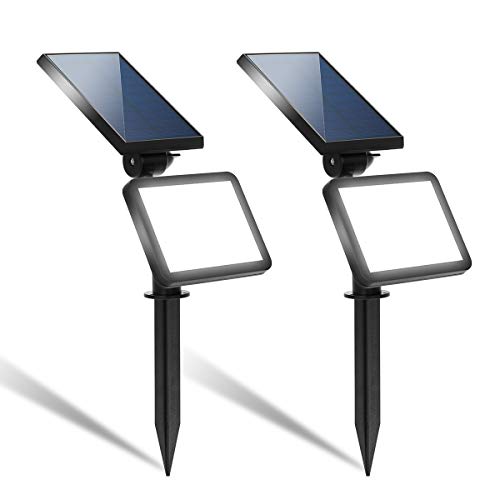 Solar Light with Motion Sensor Detector, Outdoor Flood Light Waterproof, Multicolored LED Lighting, Fence Post Solar Lights, 8 LEDS Deck Post Solar (6000K Solar Lawn Lights-2Pack)