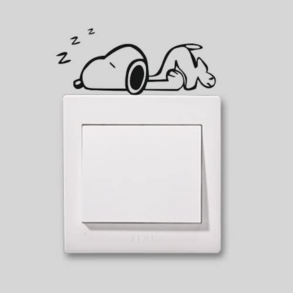 Cute Home Snoopy in a Nap Beautiful Pattern Light Switch/Socket Sticker Switch/Socket Decoration Vinyl Decor Decals Switch/Socket Art