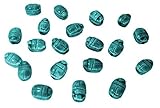 12 XXS Deluxe Scarab Beetle Bug Beads Egyptian Handmade Faience Lucky Luck Stone Pharaoh Hieroglyphics With Hole Pendant Necklace Bracelet Jewelry Making Natural Hand Carved Egypt Loose Bead