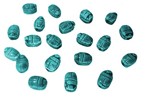 12 XXS Deluxe Scarab Beetle Bug Beads Egyptian Handmade Faience Lucky Luck Stone Pharaoh Hieroglyphics With Hole Pendant Necklace Bracelet Jewelry Making Natural Hand Carved Egypt Loose Bead