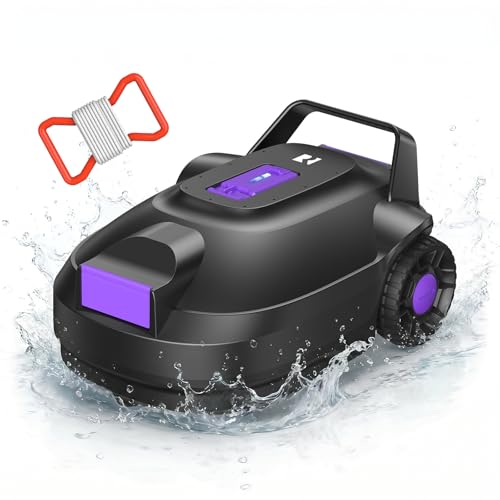 Redroad Robotic Pool Cleaner with Dual-Drive Motors,Dual-Layer Filtration, 180Min Runtime, Powerful Cordless Pool Vacuum for Above-Ground & Flat Pools,Auto-Parking Design,Double Suction Port S2