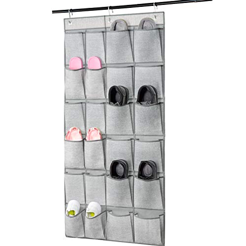 Criusia 24 Pockets Over Door Hanging Shoe Organizer, Hanging Shoe