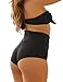 CENG MAU Women Vintage Retro Brazilian Ruched Butt High Waisted Bathing Bikini Bottoms