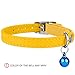 CollarDirect Leather Cat Collar, Cat Safety Collar with Elastic Strap, Kitten Collar with Bell Black Blue Red Orange Lime Green (8-11 Inch, Yellow)