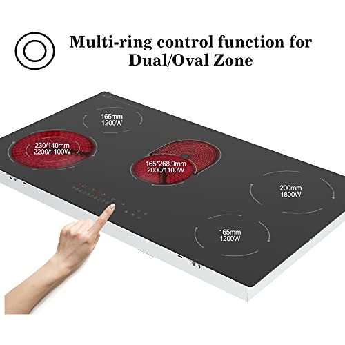 36 inch Electric Ceramic Cooktop, 5 Burners Radiant Stove Countertop