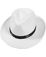White Felt Fedora Gangster Hat - Mobster Costume Hats by Funny Party Hats