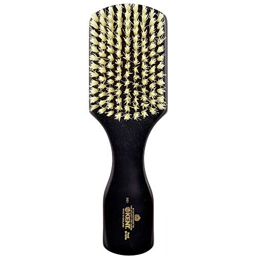 Kent OE1 Ebony Wood Rectangular Hair Brush and Facial Brush for Beard