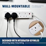 MERCURY 3m 4 Gang Extension Lead Multi Plug Power Strip Fused 13A Wall Mount UK view 3