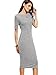 SheIn Women's Scoop-Neck Solid Short-Sleeve Knee Fitted Dress, Grey, Large
