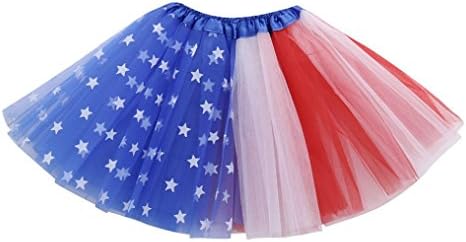 Aniywn Baby Girls 4th of July American Flag Patchwork Tutu Ballet Skirts (3-8T, Blue)