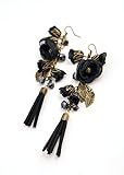 "KIM" black flower dangle and drop earrings for women and young ladies-by fashion jewelry designer Ana Popova