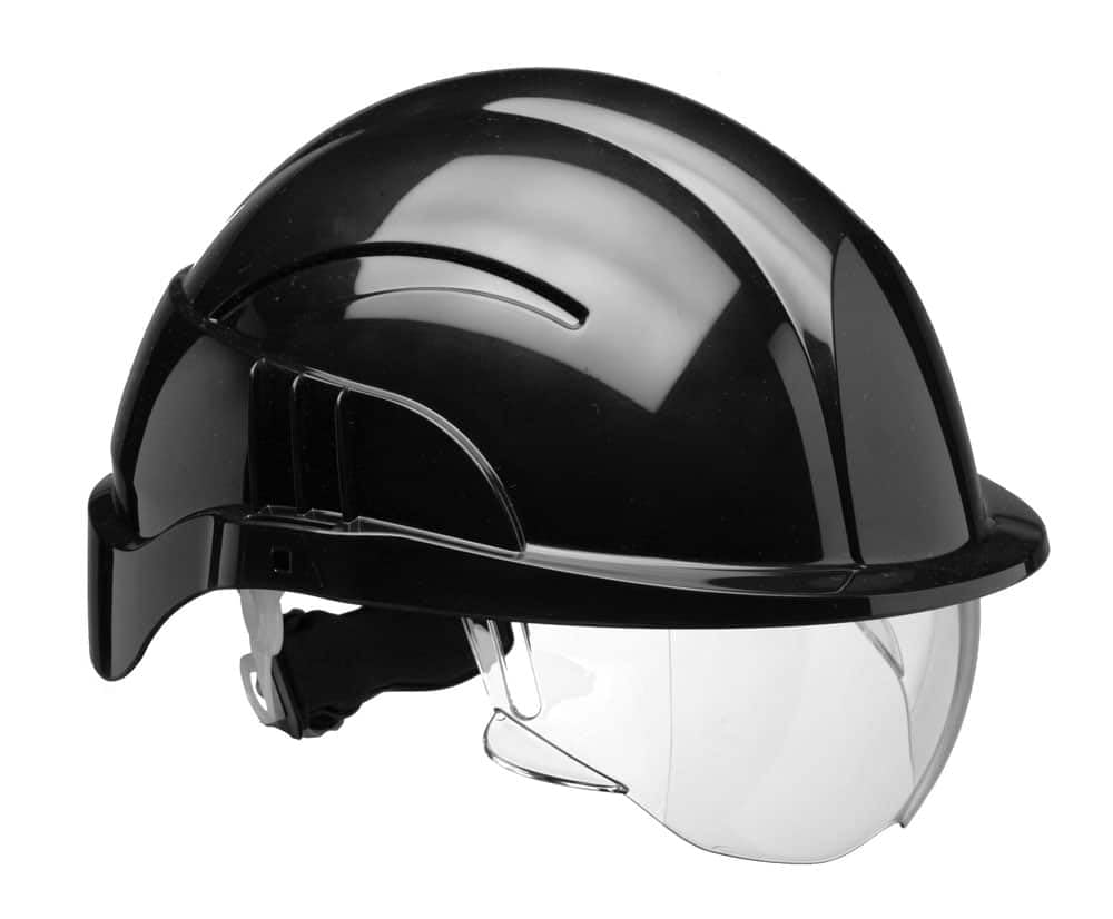Centurion CNS10PLUSEBLA VISION PLUS SAFETY HELMET BLACK C/W INTEGRATED VISOR