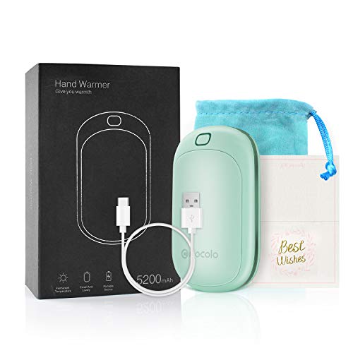 Mocolo 5200mAh Hand Warmers Rechargeable Reusable, 4 Temperature Levels Electric USB Pocket Hand Warmer Power Bank, Fit for Raynaud's and Arthritis Sufferers, Best Winter Gifts for Family and Friends