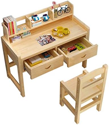 Table & Chair Sets Home student desk eating table Study table and chair solid wood writing desk bedroom desk chair set can be raised and lowered Table & Chair Sets