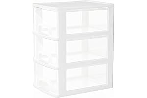 Gonice Small 3 Drawer Storage Organizer, White Plastic Drawer Storage, Small Desktop Organizer for Home, Office