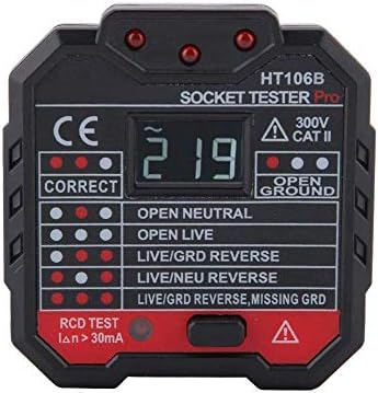 GZCRDZ HT106 EU/UK Socket GFCI Outlet Tester Circuit Polarity Voltage Detector Wall Plug Breaker Finder RCD Test (EU Plug)