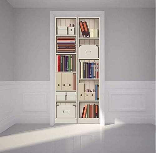 Door Stickers 3D Bookcase Door Picture Mural Sickers Door Sticker Wallpaper Decals Home Decoration 90x210cm