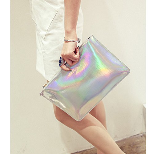 Women's Hologram Anti Wrinkle Wristlet Wallet Clutch Bag, Cell phone Pouch, Envelope Evening bag