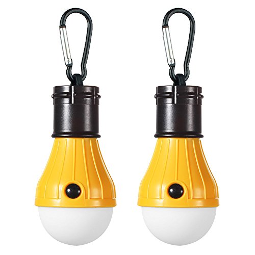 Doukey LED Camping Lights [2 Pack] Portable LED Tent Lanterns 4 Modes for Backpacking Camping Hiking Fishing Emergency Light Battery Powered Lamp for Outdoor and Indoor (Yellow)